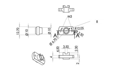 T8 细丝杆 铣边 POM 螺母 POM 材料 节距 8mm 节距 2mm 外径 24mm