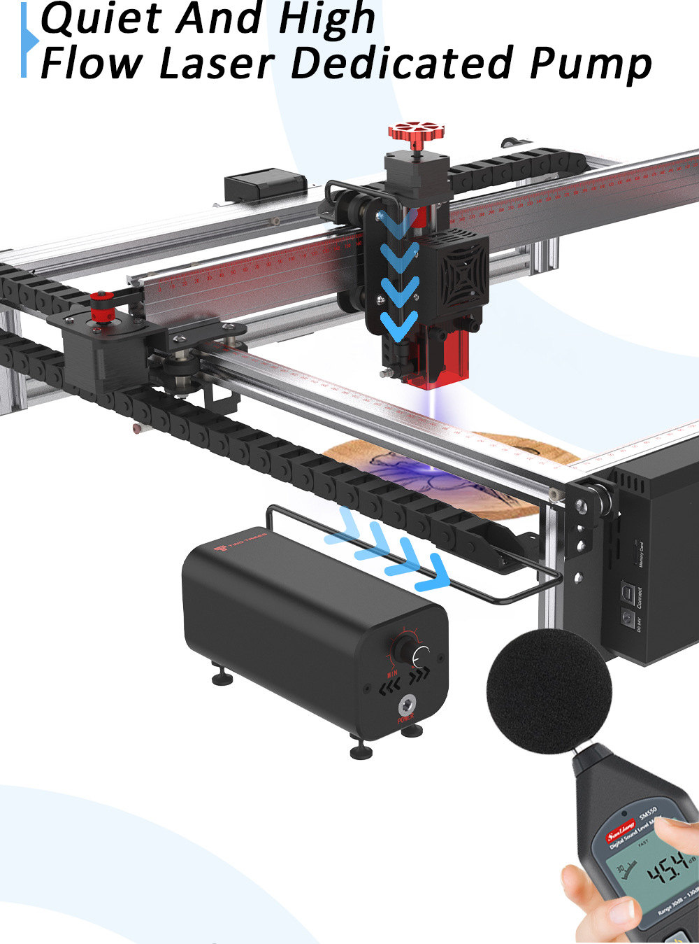 The laser engraving machine is used for the carving and cutting platform of the air pump